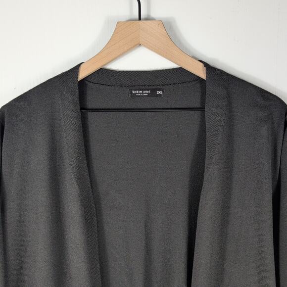Shein Curve Womens 3XL Black Open Front Drape Cardigan Long Sleeve Plus Size - Picture 5 of 14